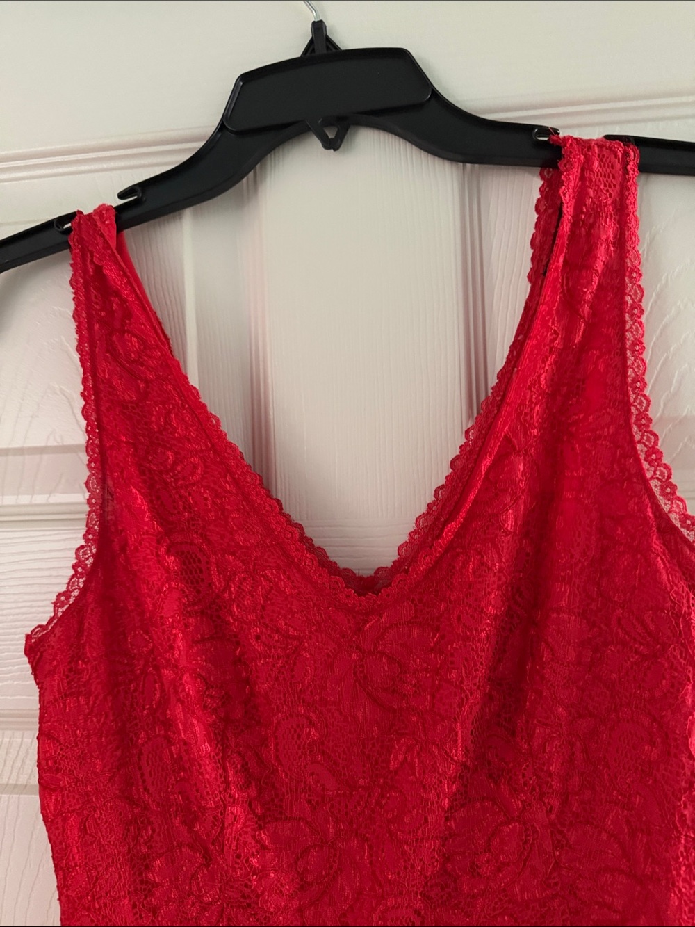 Express Red Lace V-Neck Sleeveless Mini Dress - Picture 3 of 5